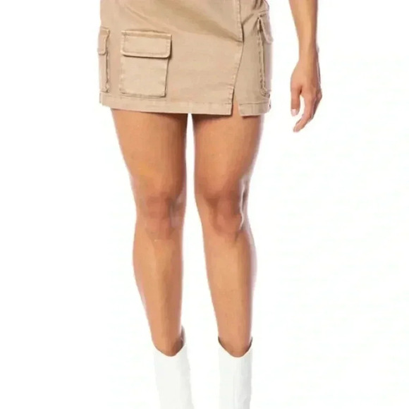 Juicy Couture Y2K Cargo Mini Skirt Nomad Brown Size 30 | Mid Rise Belted Stretch - Picture 2 of 10